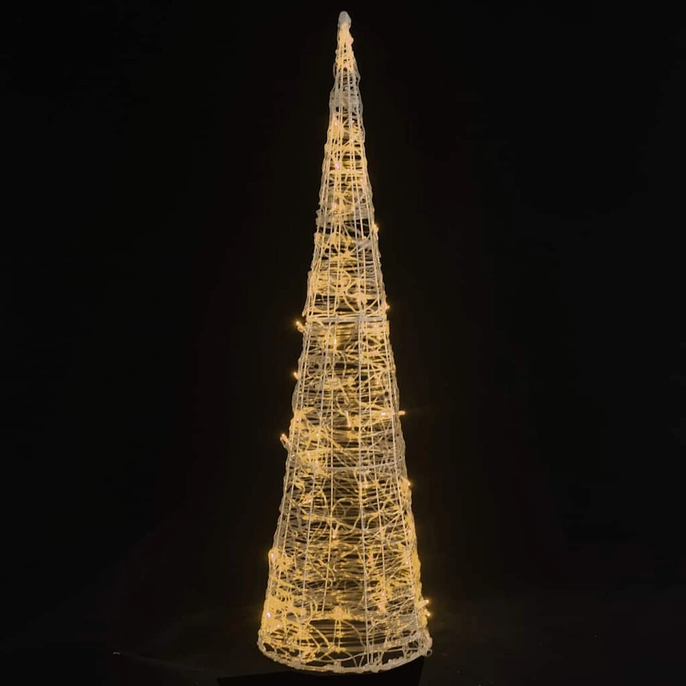 Cône lumineux décoratif pyramide led acrylique blanc brûlant 90cm