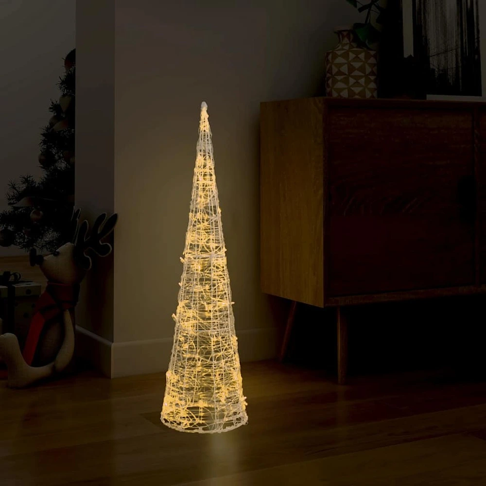 Cône lumineux décoratif pyramide led acrylique blanc brûlant 90cm