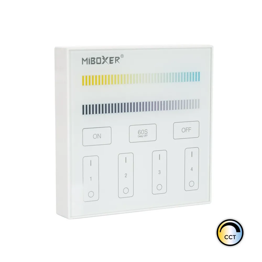 Commande RF murale pour variateur LED CCT quatre zones MiBoxer B2 avec effet scintillant