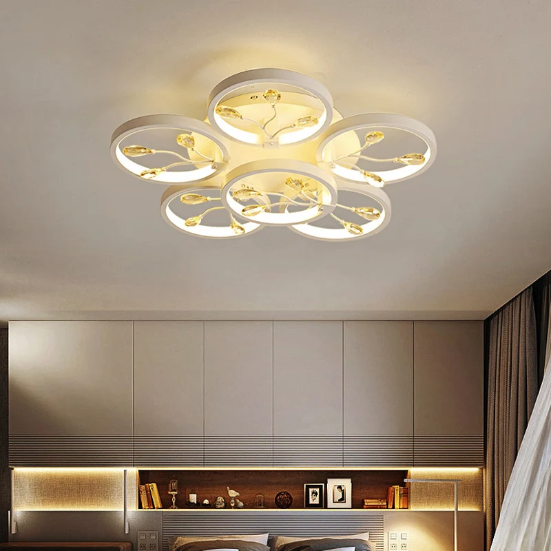 Crystal Raindrops Noir/Blanc Semi Plafonnier Fleur LED Plafonnier Contemporain Monté en Blanc/Lumière Chaude pour chambre...