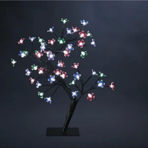 Déco de noël arbre lumineux prunus 48 led à variation de couleurs h 45 cm avec télécommande
