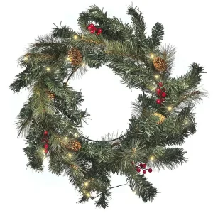 Decoratieve krans met LED-verlichting groen ⌀ 60 cm TENALA