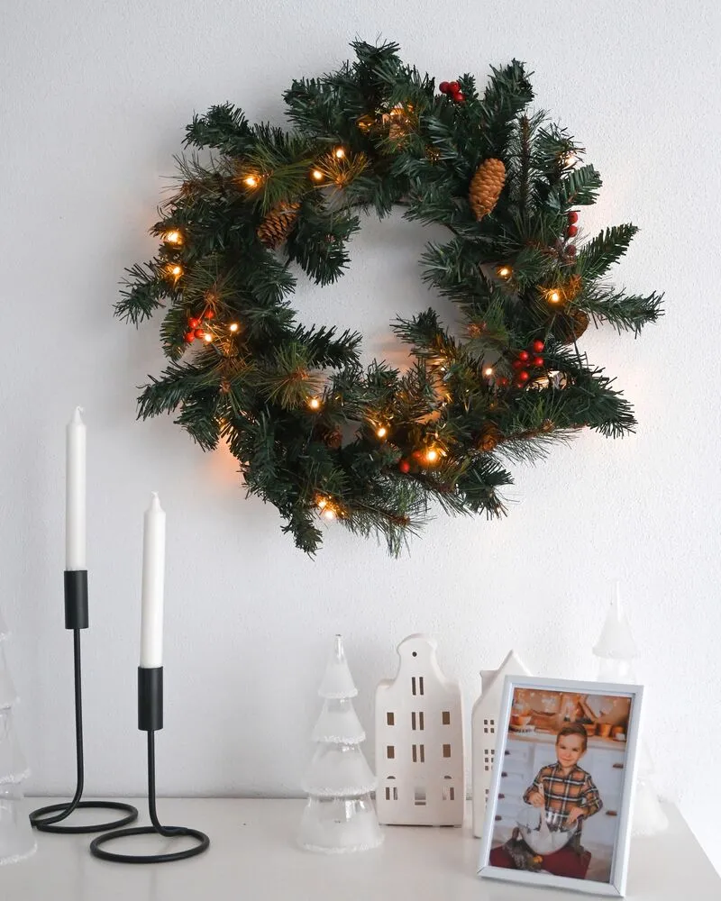 Decoratieve krans met LED-verlichting groen ⌀ 60 cm TENALA