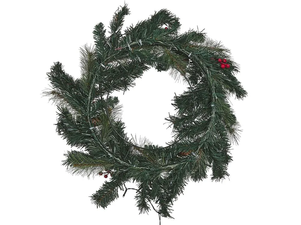 Decoratieve krans met LED-verlichting groen ⌀ 60 cm TENALA