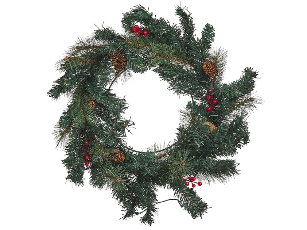 Decoratieve krans met LED-verlichting groen ⌀ 60 cm TENALA