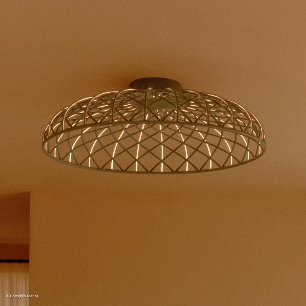 FLOS Plafonnier LED Skynest brun évident Ø 90,4 cm plastique pour ambiance cosy