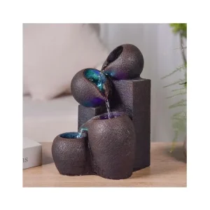 Fontaine zen en résine avec LED Luba Éclairage chaud 2700K