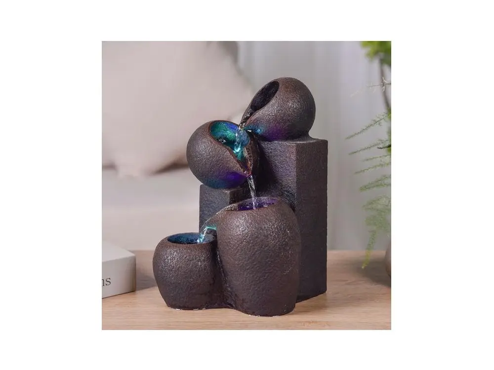 Fontaine zen en résine avec LED Luba Éclairage chaud 2700K
