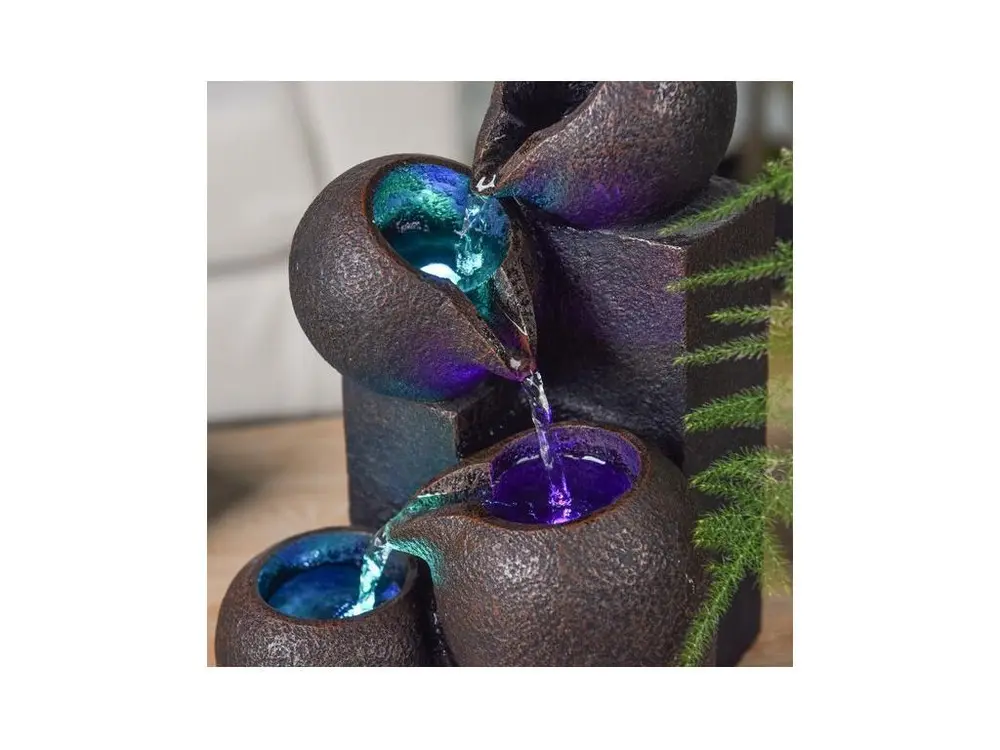 Fontaine zen en résine avec LED Luba Éclairage chaud 2700K