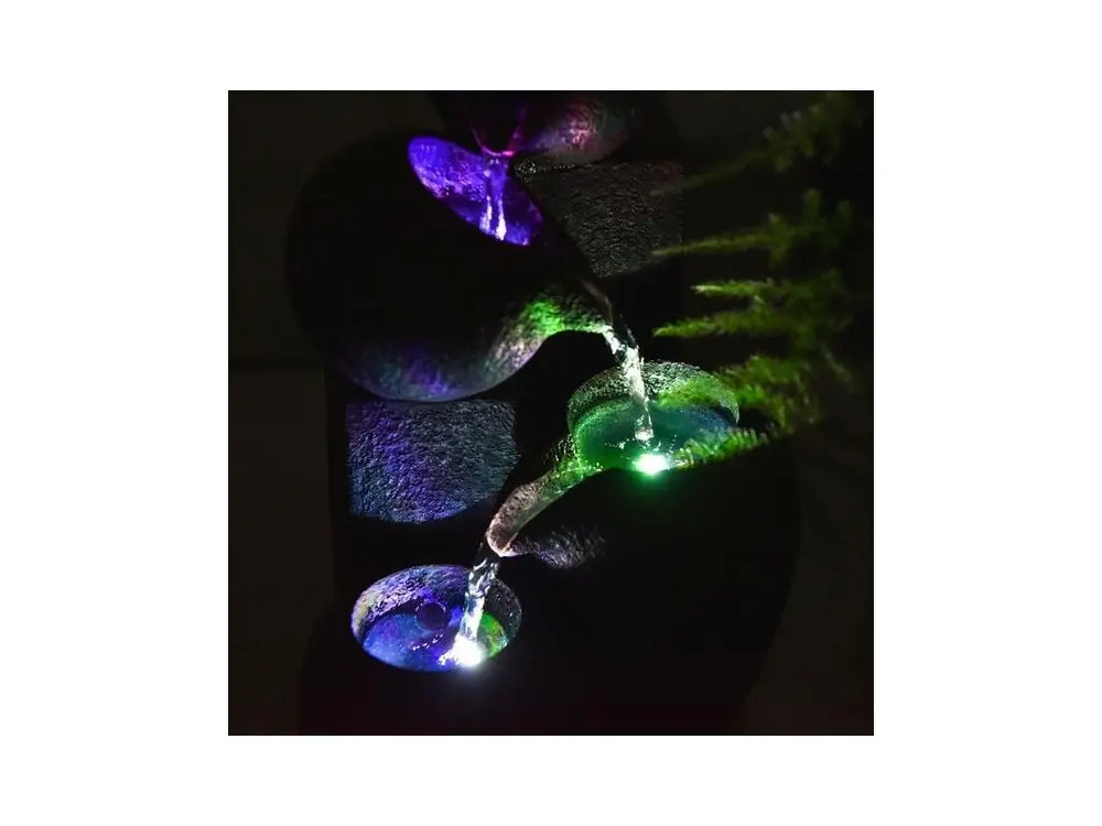 Fontaine zen en résine avec LED Luba Éclairage chaud 2700K