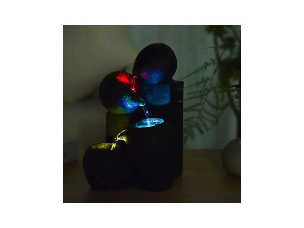 Fontaine zen en résine avec LED Luba Éclairage chaud 2700K