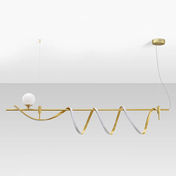 Gold Curves Island Light Fixture Simplicity LED-Pendelleuchte aus Metall mit Kugelschirm