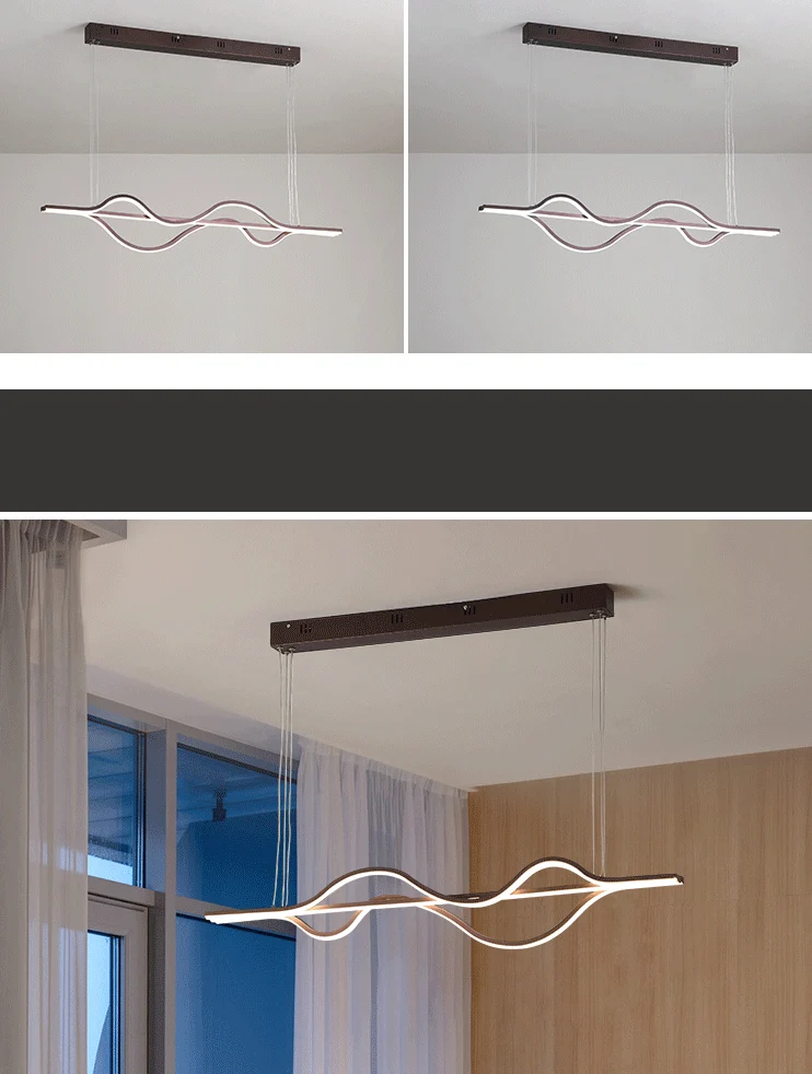 Guirlande lumineuse Brown Lines Island-Beleuchtungskörper, novateur LED-Hänge-Deckenleuchte aus Acryl