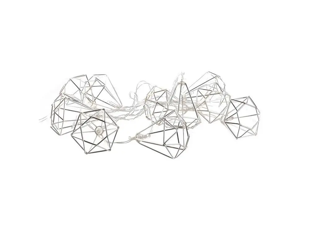 Guirlande lumineuse diamants en métal 10 leds - Installation Facile