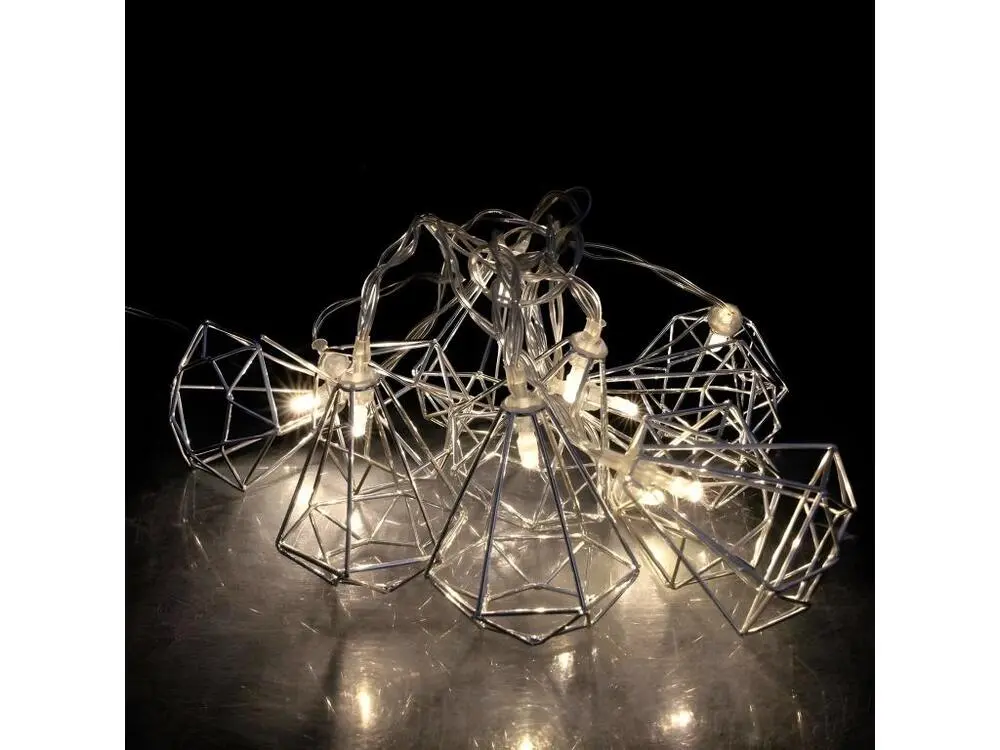 Guirlande lumineuse diamants en métal 10 leds - Installation Facile