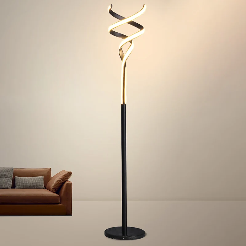 Guirlande lumineuse Spirale Stehleuchte mit metallischem Akzent, minimalistische LED-Stehlampe für Wohnzimmer