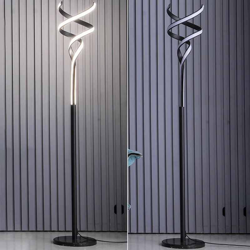 Guirlande lumineuse Spirale Stehleuchte mit metallischem Akzent, minimalistische LED-Stehlampe für Wohnzimmer