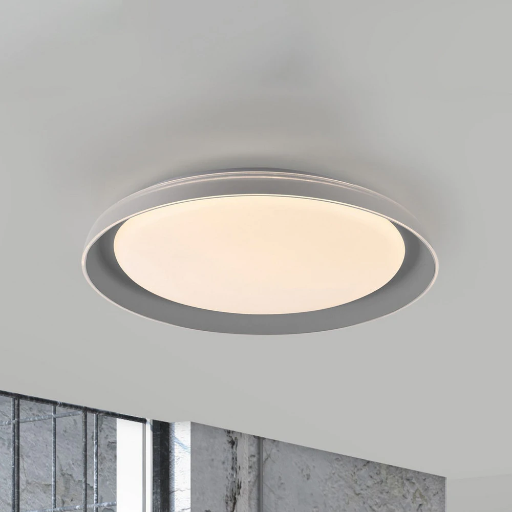 JUST LIGHT. Plafonnier LED Sati, plastique, gris pour fêtes et événements