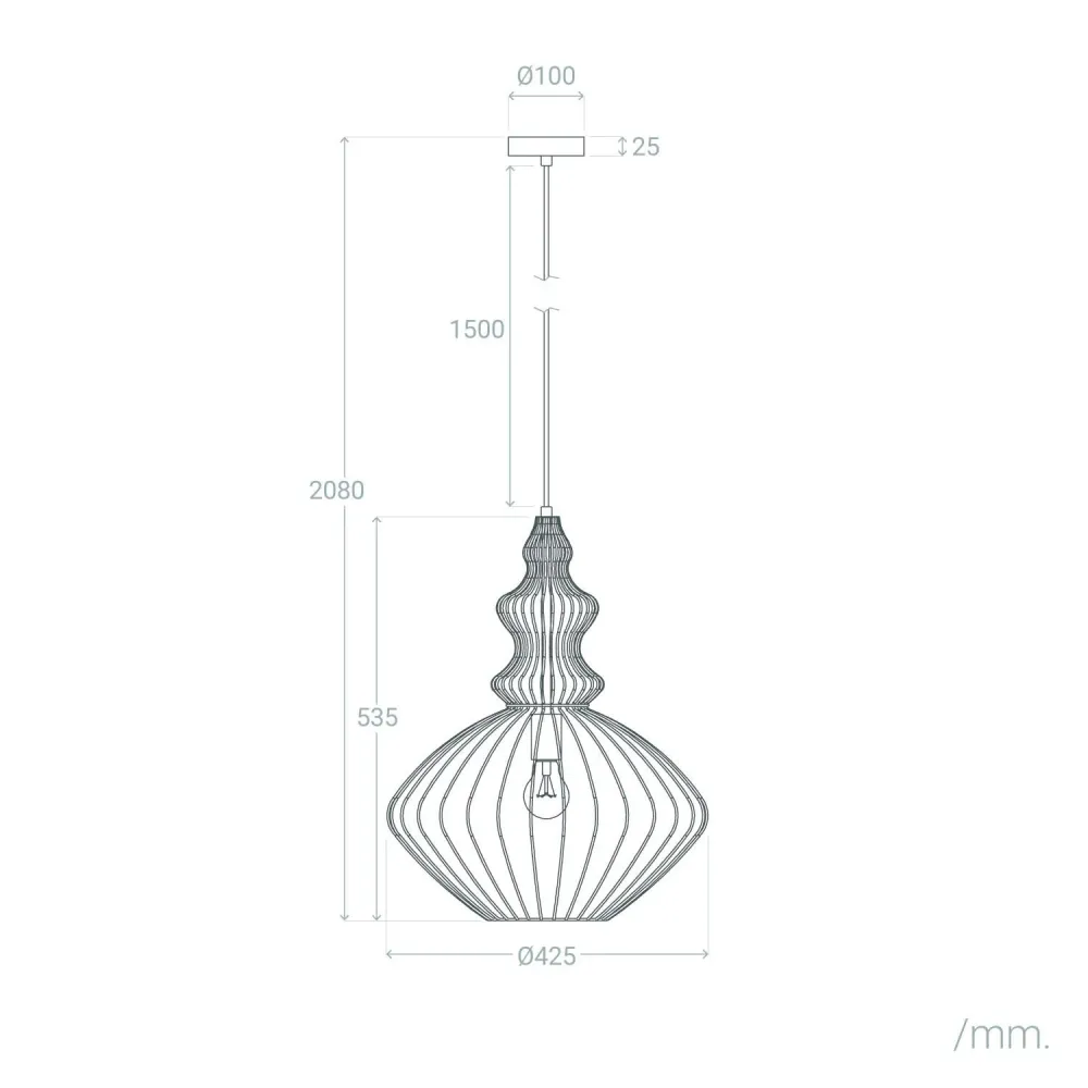 Kelsie : luminaire suspendu en métal avec éclairage LED. Éclairage chaud 2700K