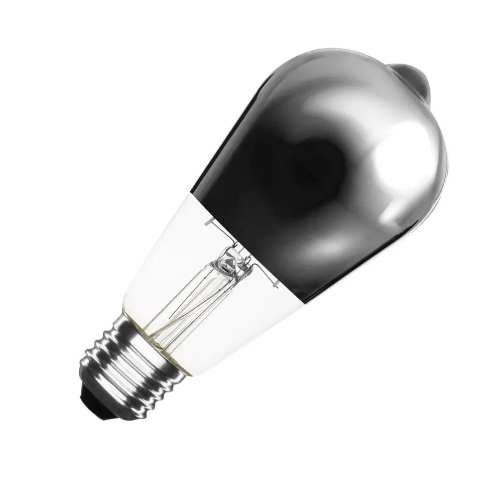 Kit d'Éclairage Ambiance Ampoule LED E27 7.5W ST64 à filament, dimmable, 800 lumens, Acier chromé