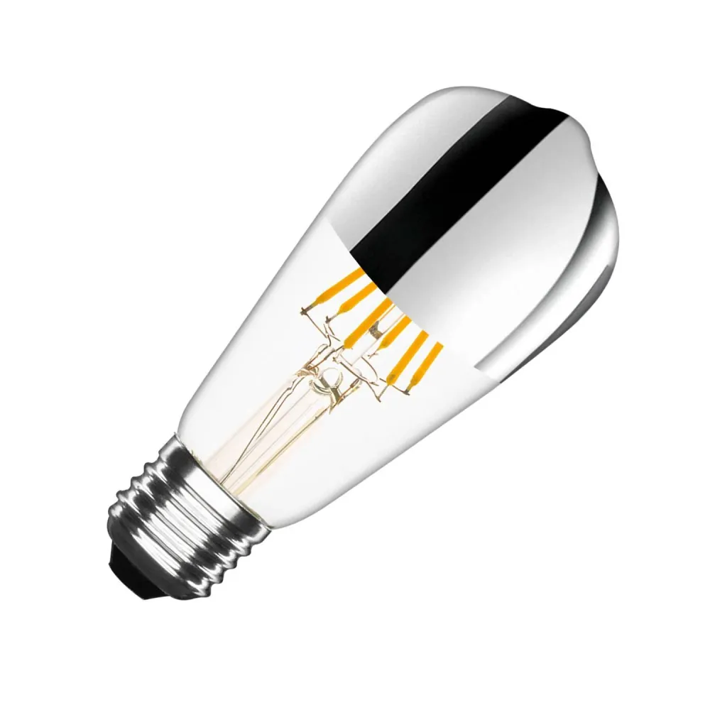 Kit d'Éclairage Ambiance Ampoule LED E27 7.5W ST64 à filament, dimmable, 800 lumens, Acier chromé