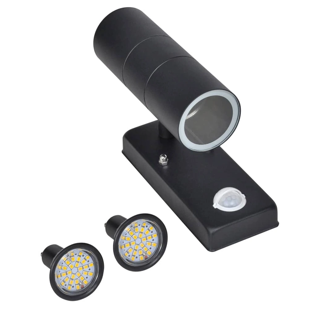Kit d'Éclairage Ambiance Lampe murale à led avec capteur inox forme cylindrique noir