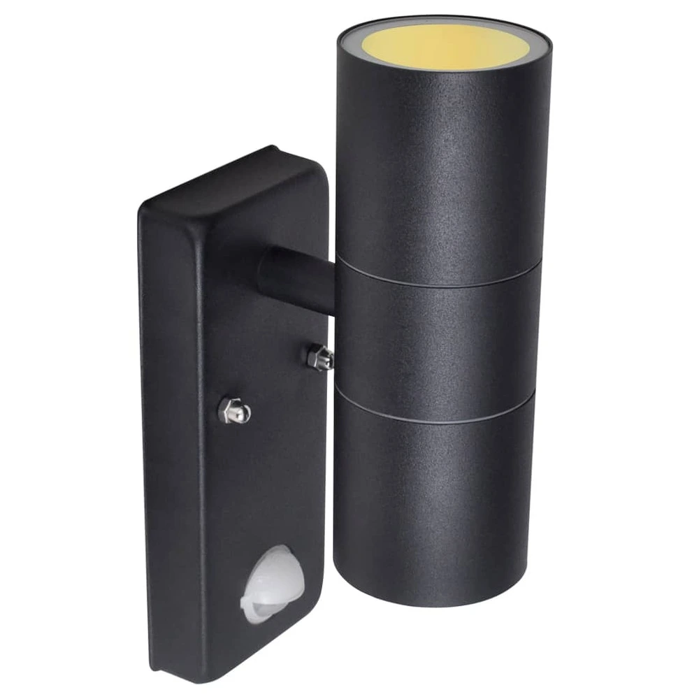 Kit d'Éclairage Ambiance Lampe murale à led avec capteur inox forme cylindrique noir
