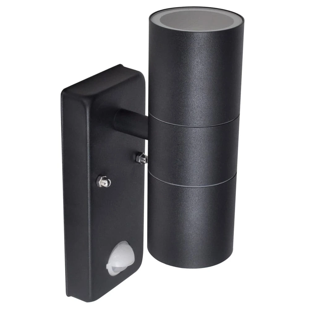 Kit d'Éclairage Ambiance Lampe murale à led avec capteur inox forme cylindrique noir