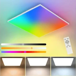Kit d'Éclairage Ambiance NETTLIFE Plafonnier LED à intensité variable 18W RVB carré 30 cm 3000K-6500K pour chambre à couch...