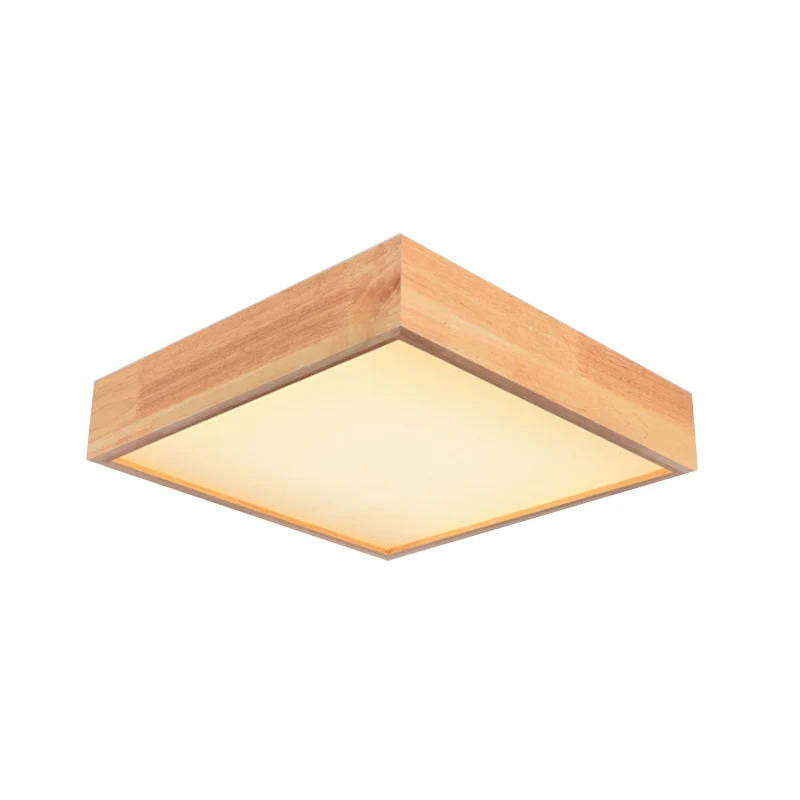 Kit d'Éclairage Ambiance Quadratische LED-Deckenleuchte aus Holz, zeitgenössische 11"/15"/19" breite 1-flammige Unterputzl...