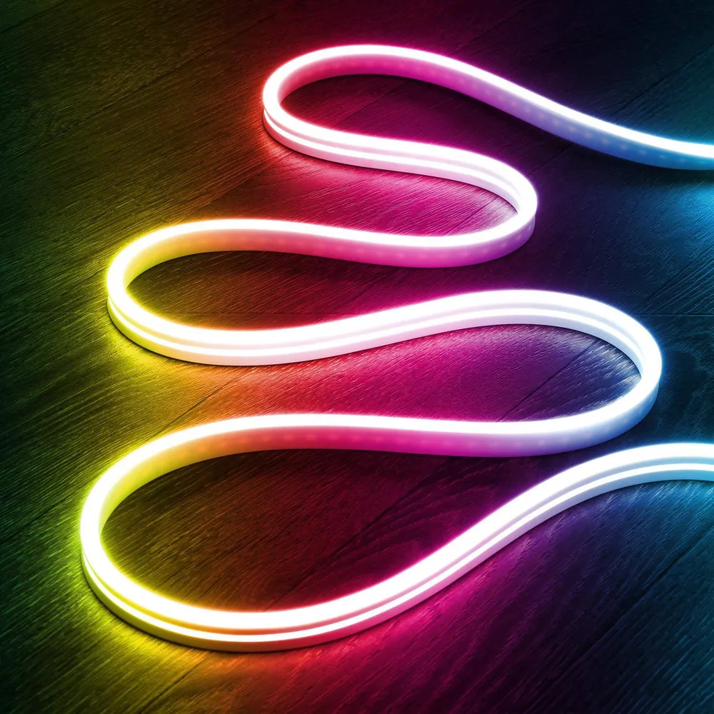 Kit d'Éclairage Ambiance Ruban néon LED 220V RGB SFLEX8 dimmable 9W/m, découpable 100cm, IP65.