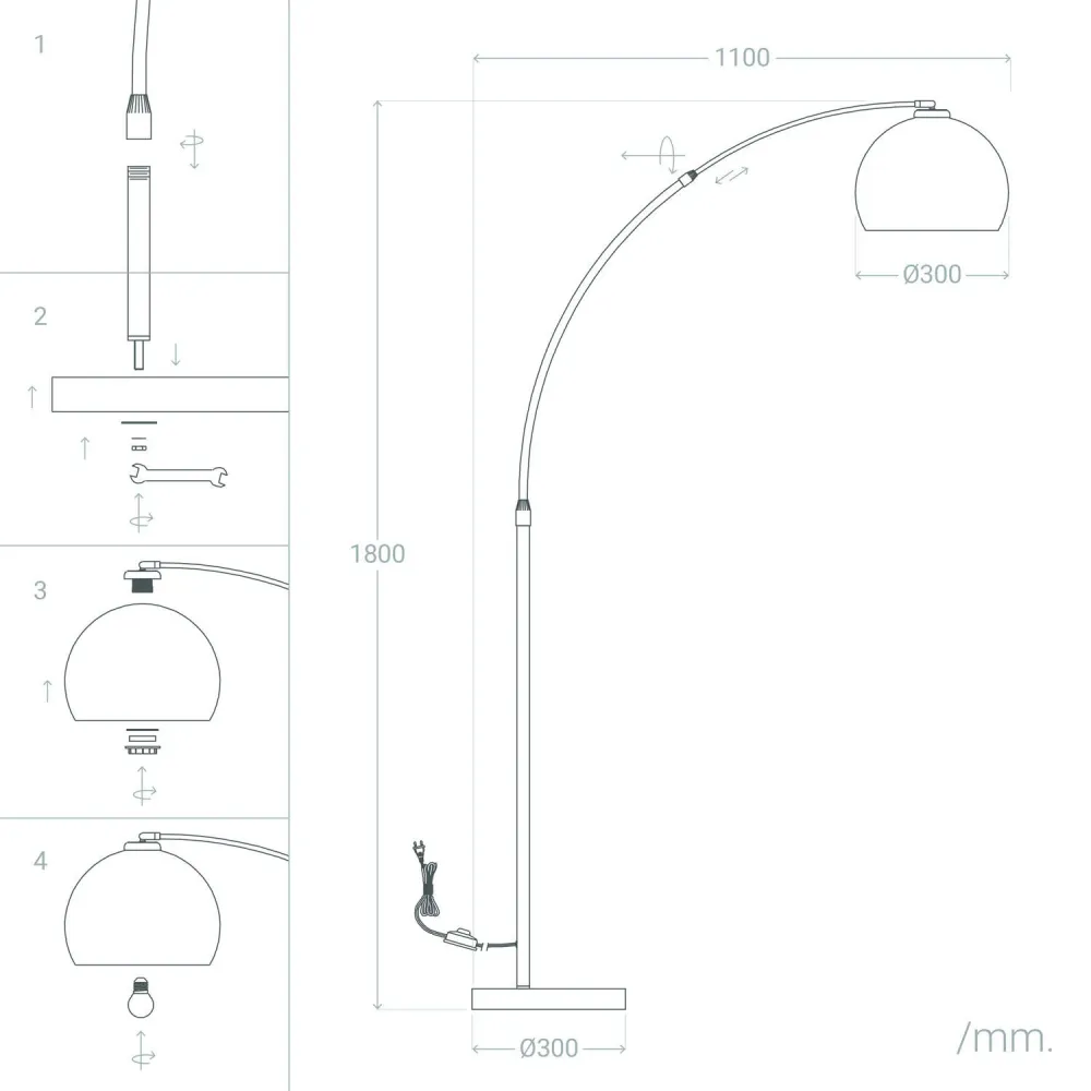Lampadaire à éclairage LED Gebogen, design contemporain et courbé avec précision. pour décoration de Noël