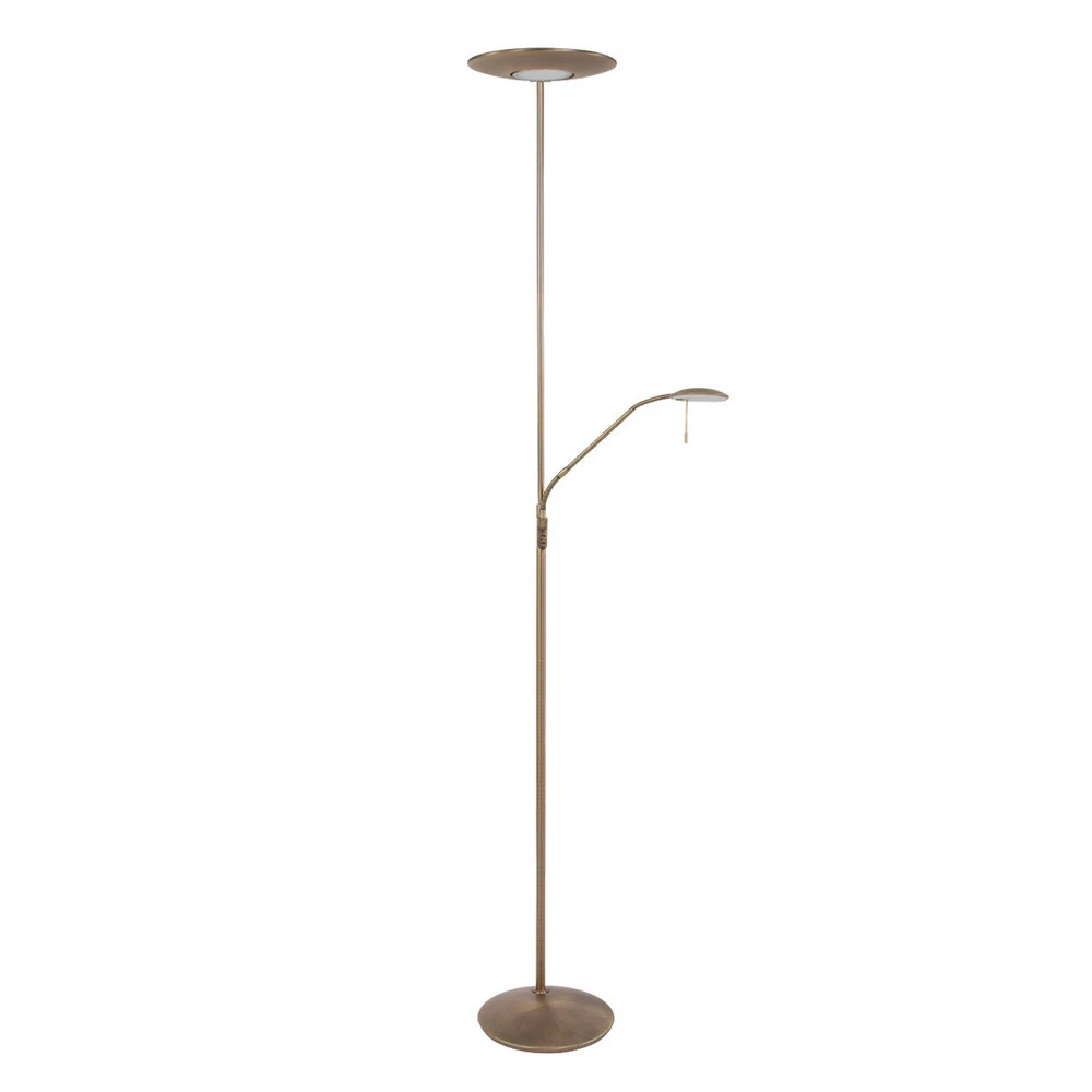 Lampadaire indirect LED Zodiac liseuse LED, cuivré foncé