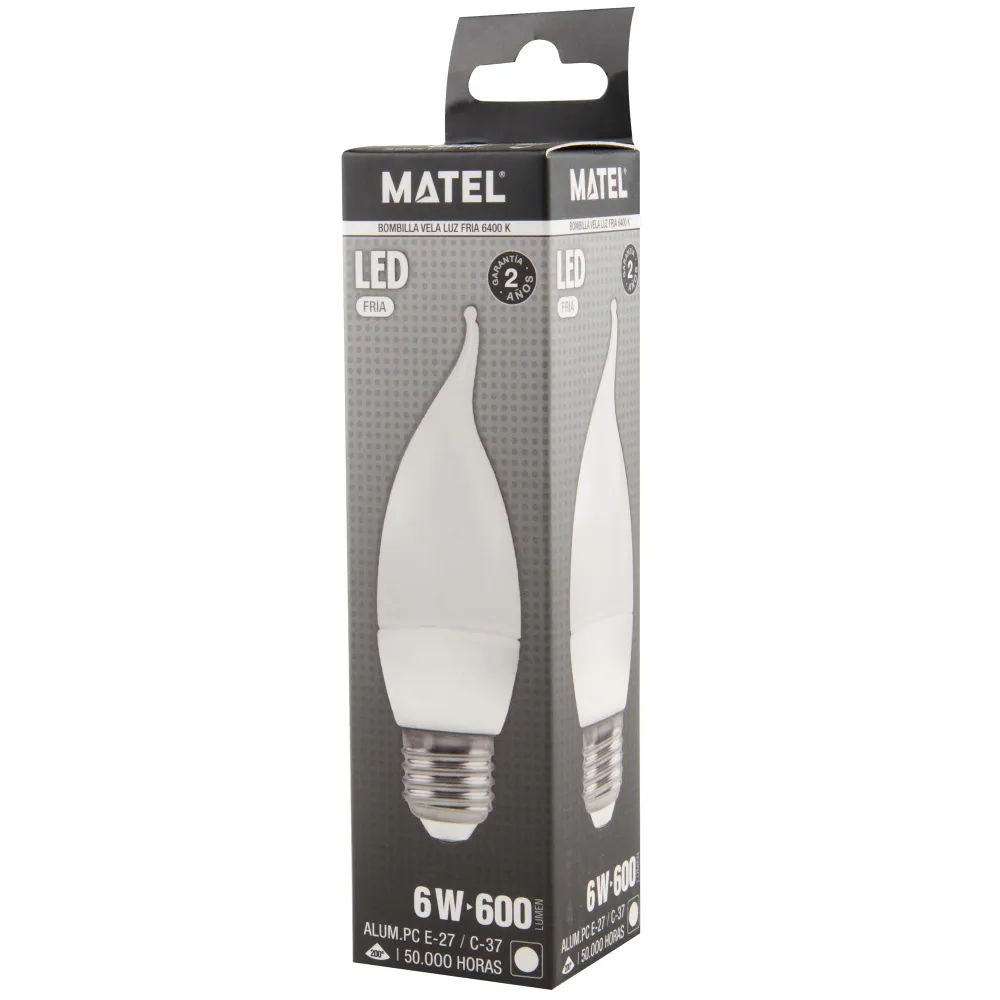 LAMPE BOUGIE FLAMME MATEL E27 C37 6W - Installation Facile