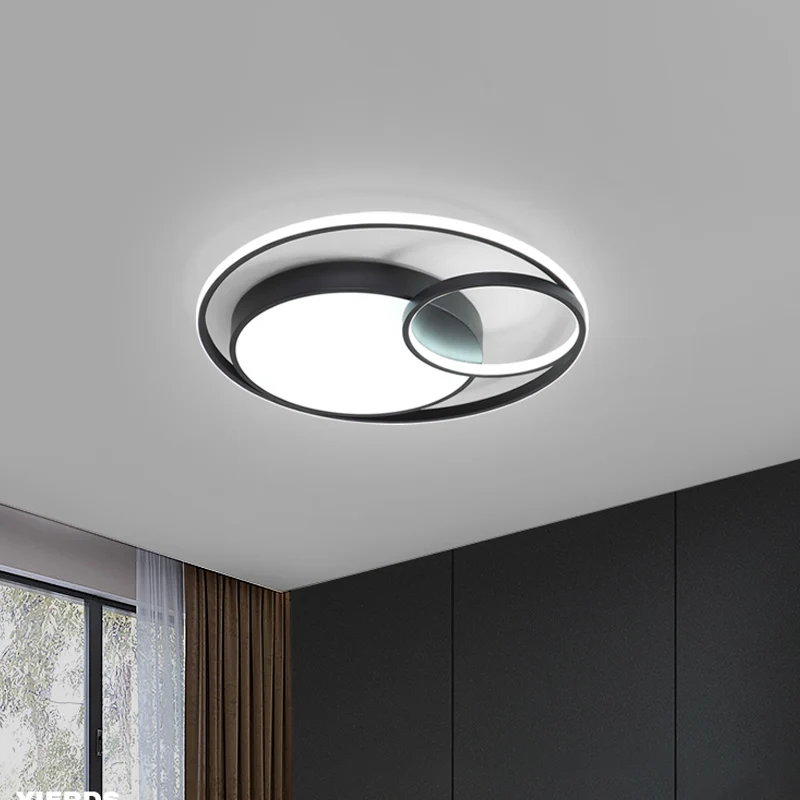 Lampe circulaire encastrée Basique en acrylique, plafonnier LED noir/blanc/or pour dortoir, lumière blanche/3 couleurs