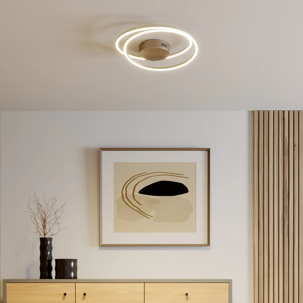 Lampe à lave Lindby Davian plafonnier LED, dimmable, nickel