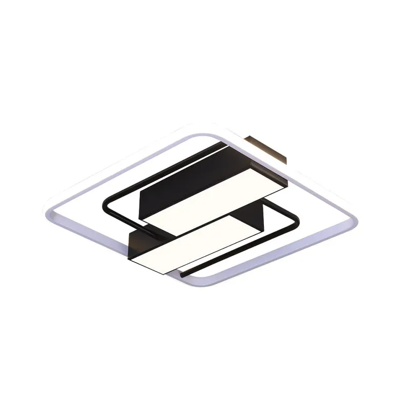 Lampe à lave Plafonnier LED carré et rectangulaire en acrylique, moderniste, blanc et noir, 18 "/21,5" W, plafonnier LED e...