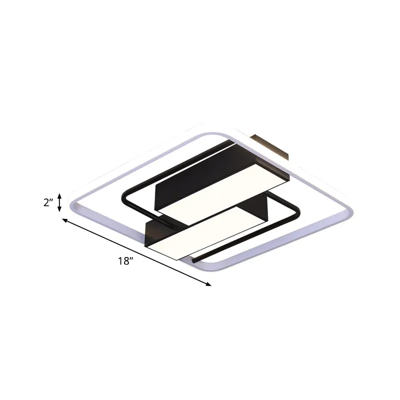 Lampe à lave Plafonnier LED carré et rectangulaire en acrylique, moderniste, blanc et noir, 18 "/21,5" W, plafonnier LED e...