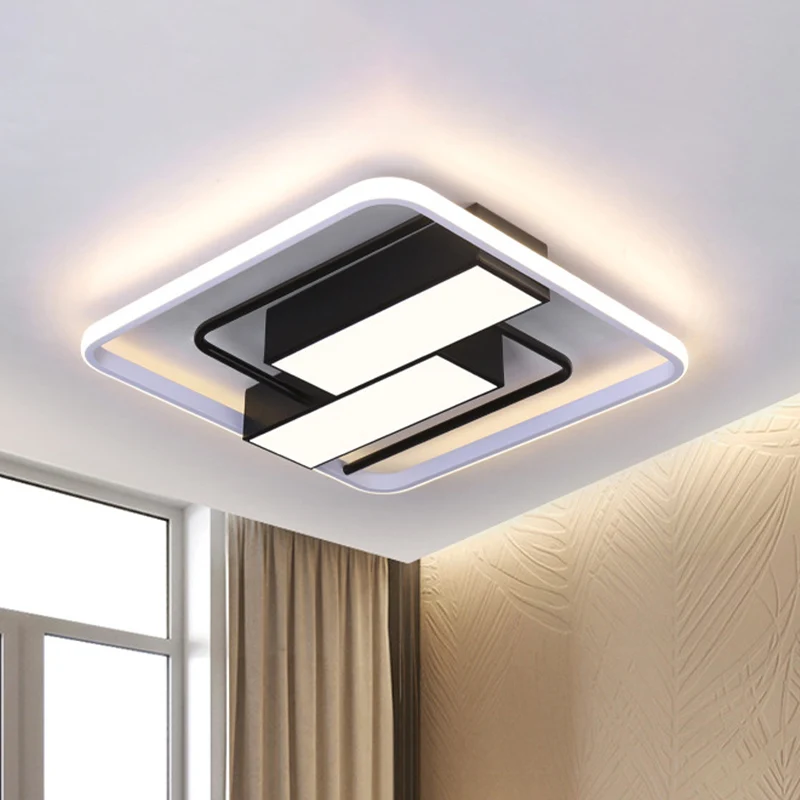 Lampe à lave Plafonnier LED carré et rectangulaire en acrylique, moderniste, blanc et noir, 18 "/21,5" W, plafonnier LED e...