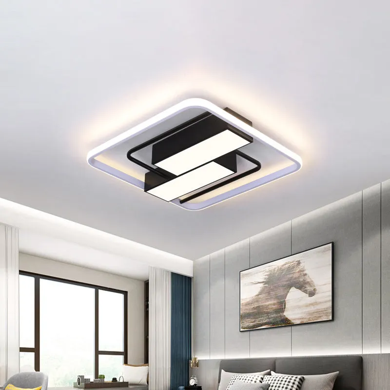 Lampe à lave Plafonnier LED carré et rectangulaire en acrylique, moderniste, blanc et noir, 18 "/21,5" W, plafonnier LED e...