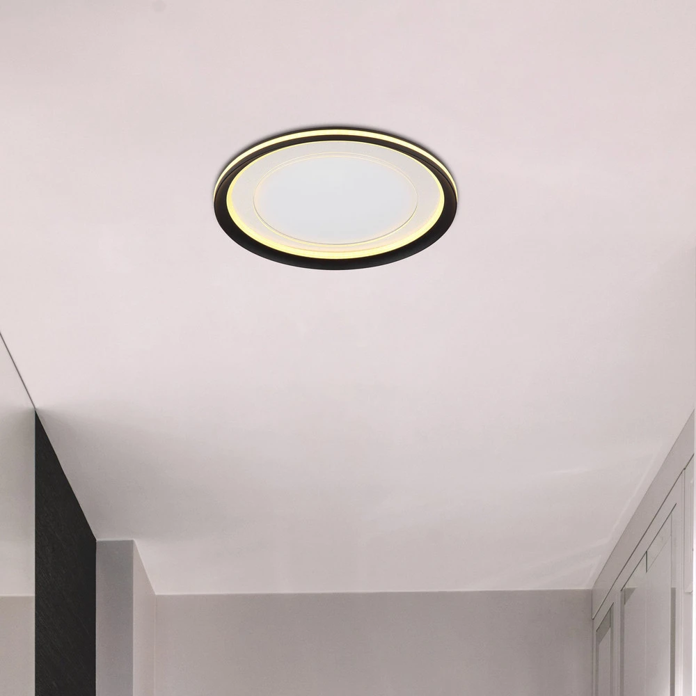 Lampe à lave Plafonnier LED Clarino, Ø 41,5 cm, noir, acrylique, CCT
