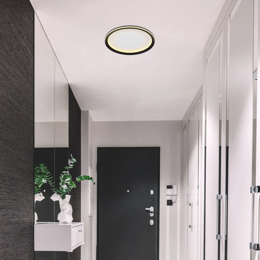 Lampe à lave Plafonnier LED Clarino, Ø 41,5 cm, noir, acrylique, CCT