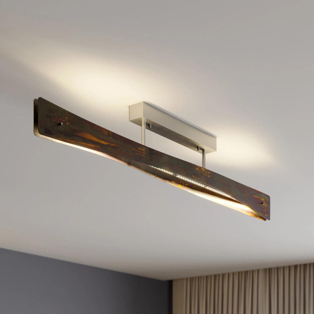 Lampe à lave Quitani Plafonnier LED Lian, oxydé or