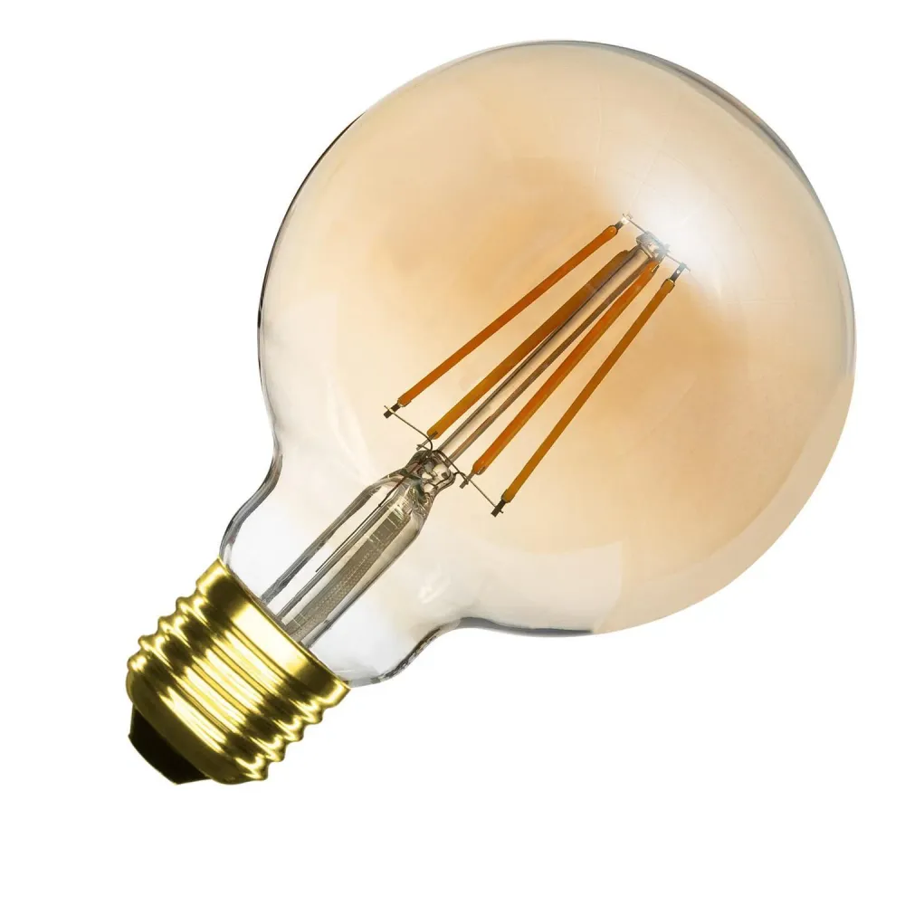 Lampe LED E27 6W 600 lm à intensité ajustable G95 dorée Matériau : Verre soufflé