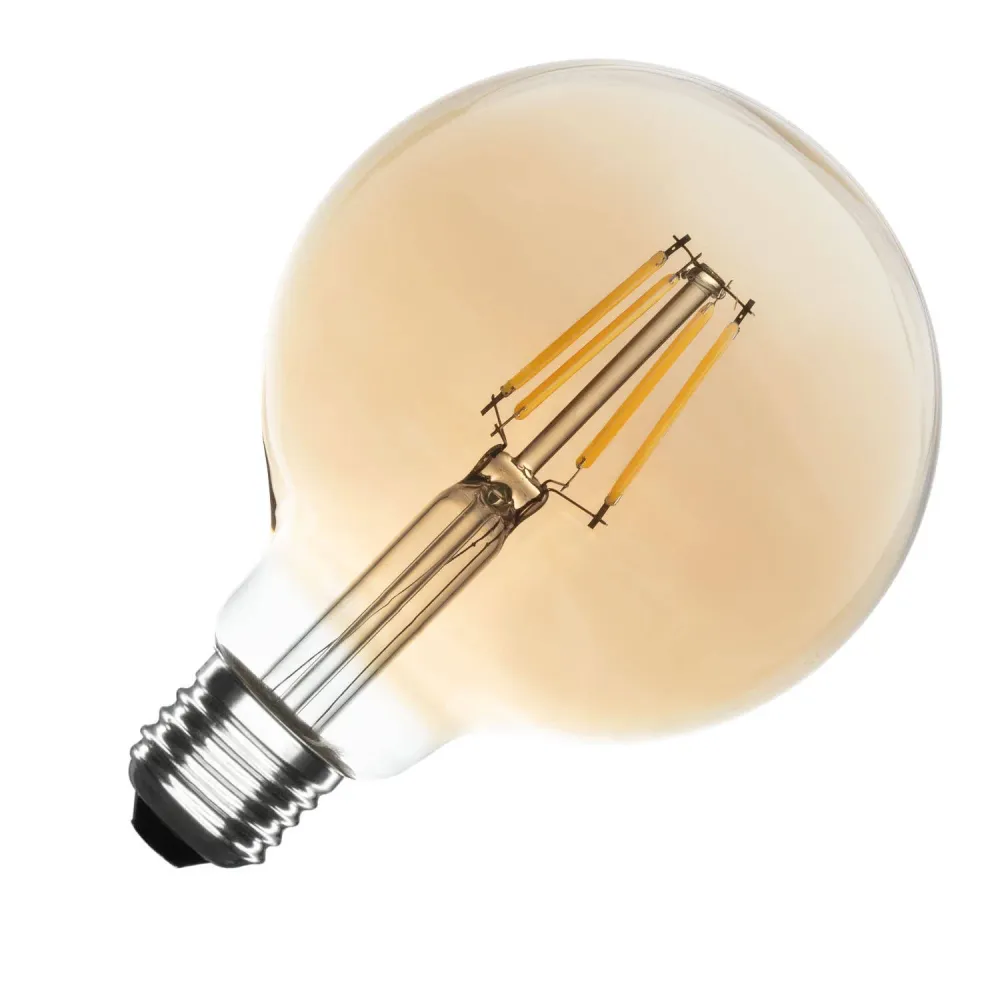 Lampe LED E27 6W 600 lm à intensité ajustable G95 dorée Matériau : Verre soufflé