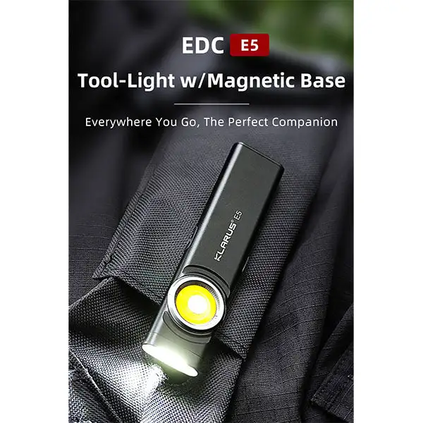 Lampe LED EDC E5, 470 lumens, (batterie incluse), noire Style industriel