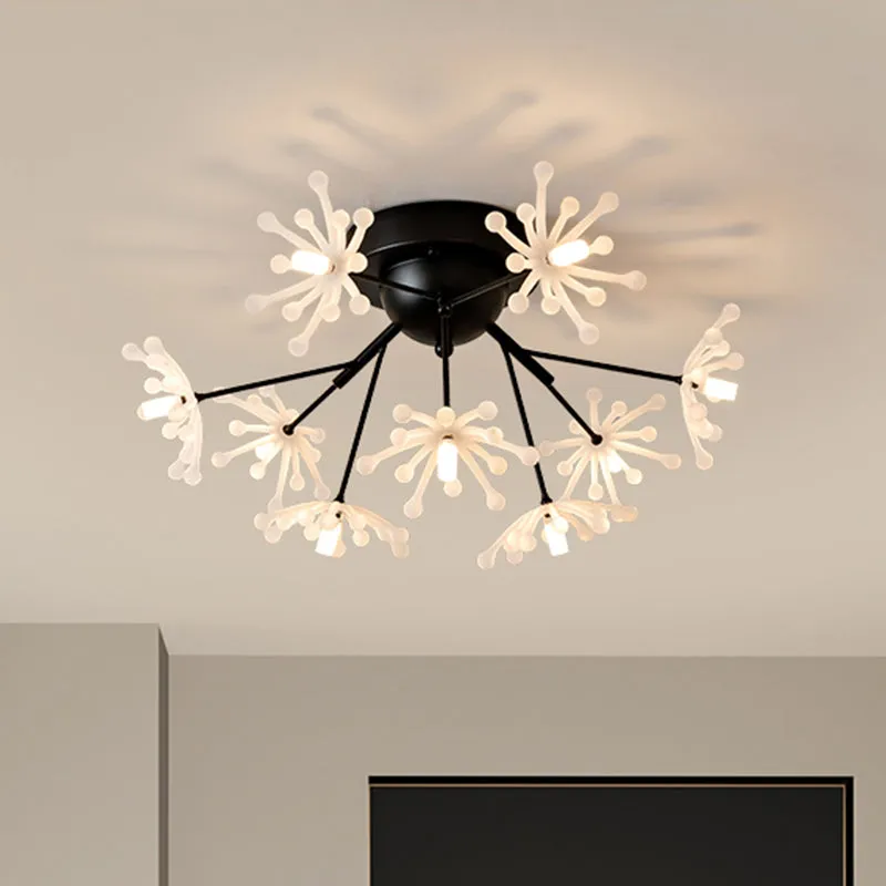 Lampe LED en forme de feu d'artifice nordique, éclairage semi-monté métallique, 9 lumières, pour chambre à coucher, noir/o...