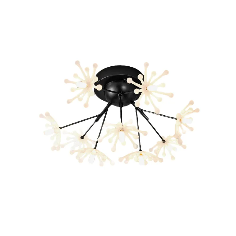 Lampe LED en forme de feu d'artifice nordique, éclairage semi-monté métallique, 9 lumières, pour chambre à coucher, noir/o...