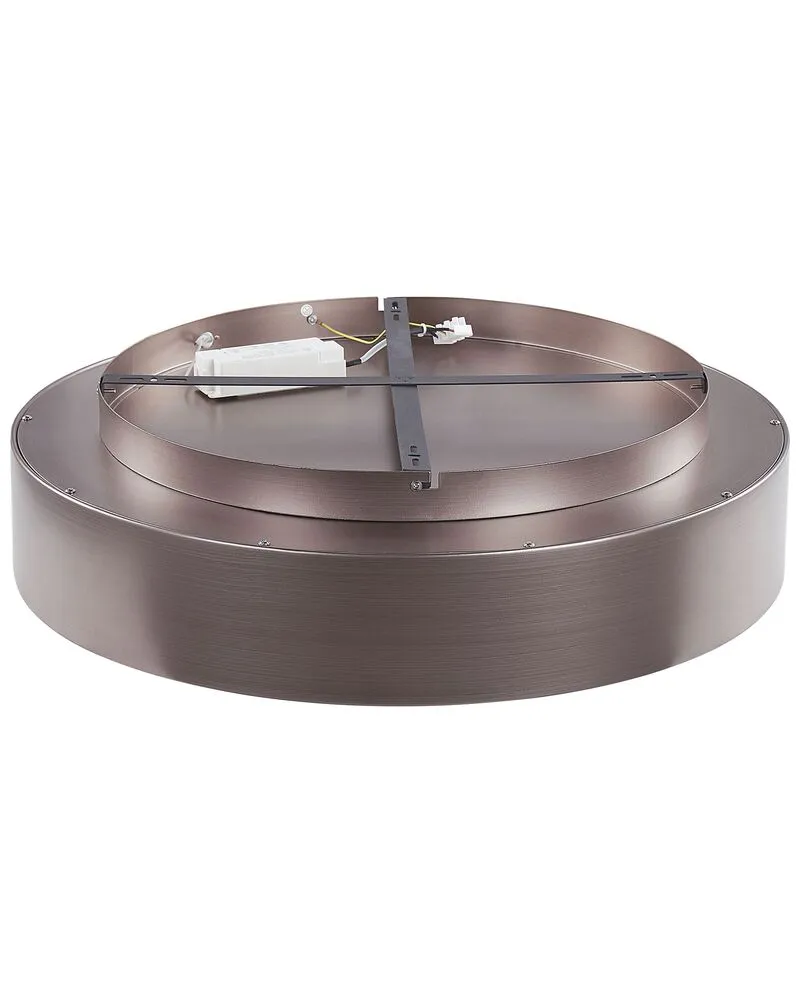 Lampe de plafond à LED en métal marron DAWEI avec base en bois