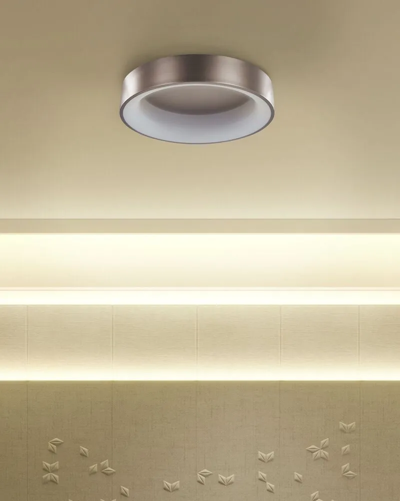 Lampe de plafond à LED en métal marron DAWEI avec base en bois